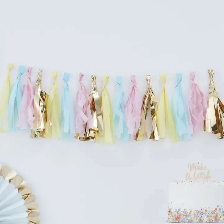 Girlande Gold & Pastel, 2 Meter