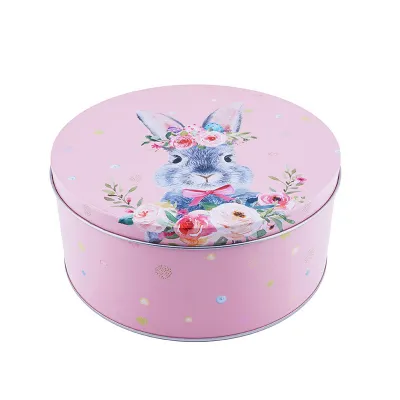 Boîte à biscuits ronde Lapin Rose, Ø 200 x 90 mm