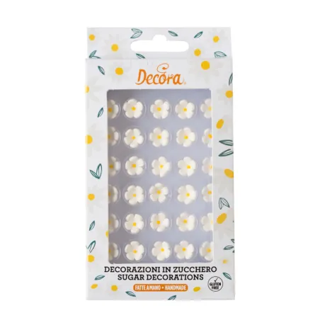 Décoration en sucre mini fleurs blanches, 30 pièces