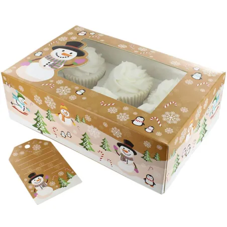 Boîte à cupcakes Bonhomme de neige pour cupcakes