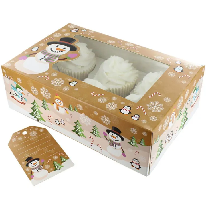 Cupcake box snowman for cupcakes