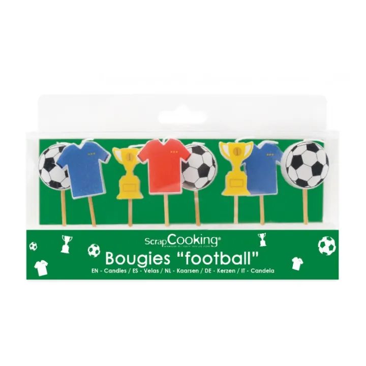 Football candle set, 8 pieces, jersey and trophy