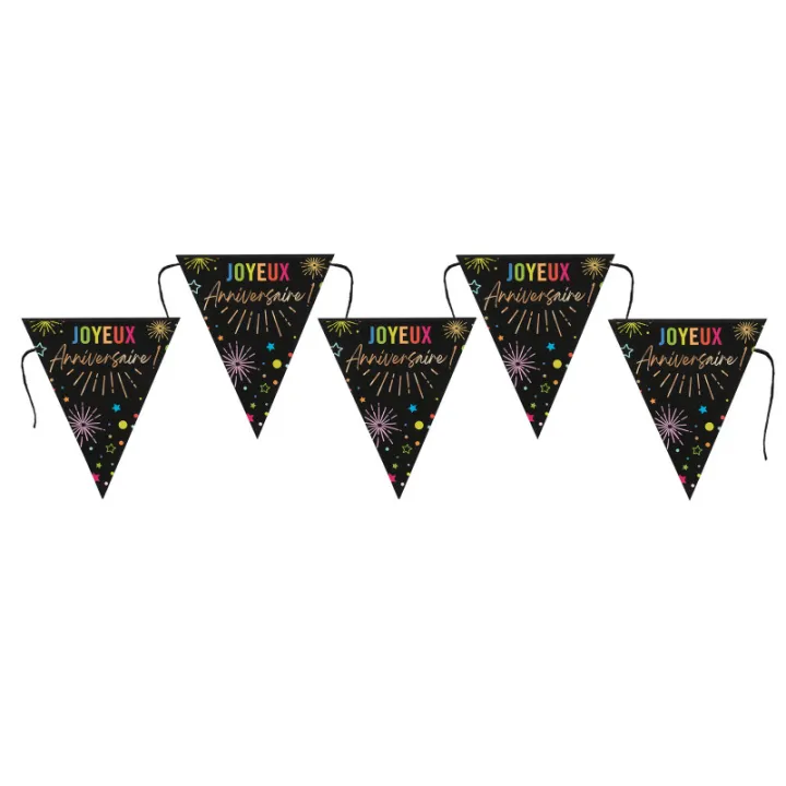 Festicolor Guirlande de fanions noire, 3 m, Santex