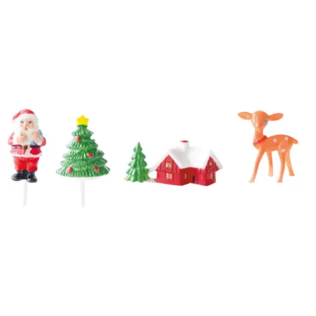 Set de cake toppers de Noël – Figurines décoratives festives sur piques