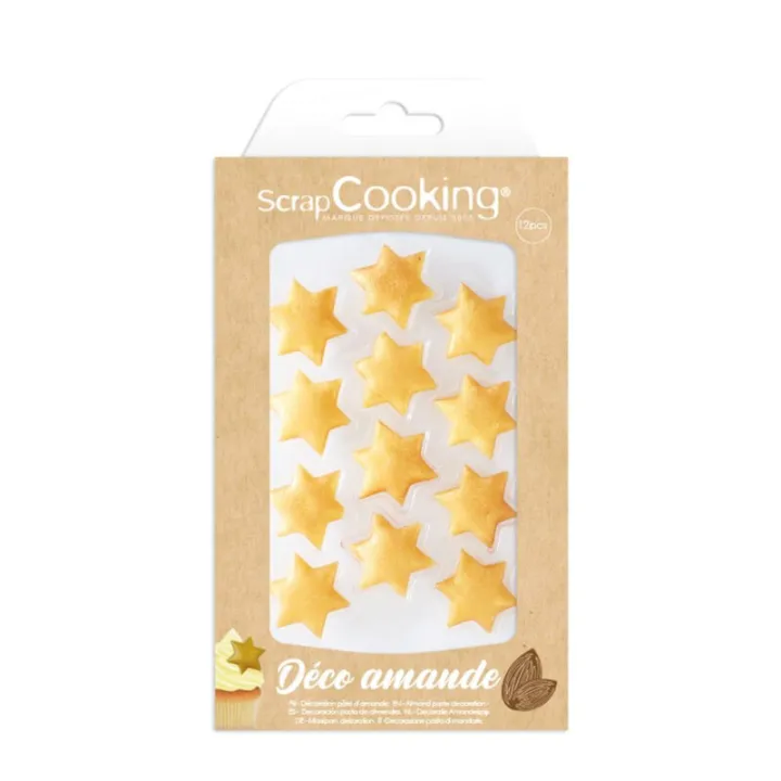 ScrapCooking Marzipan Decoration Gold Stars, 12 Pieces