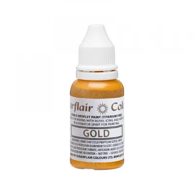 Sugarflair Flüssigfarbe Gold – edles Gold für Torten und Gebäck
