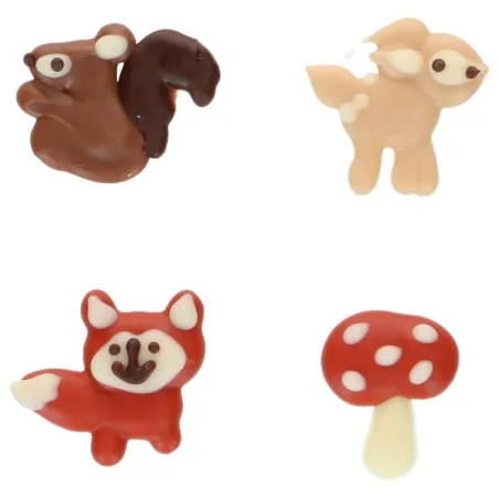 Chocolate decorations Forest Animals – 8 edible chocolate figures for cake and cupcake | miniSchoggi
