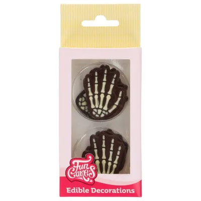 Schokoladendekoration Skeletthände – 6 essbare Skeletthände für Torte und Cupcake | miniSchoggi
