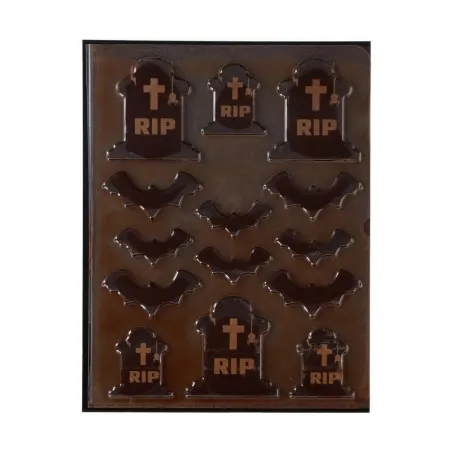 Decorazioni di cioccolato Halloween cimitero – 14 lapidi e pipistrelli commestibili per torta e cupcake | miniSchoggi