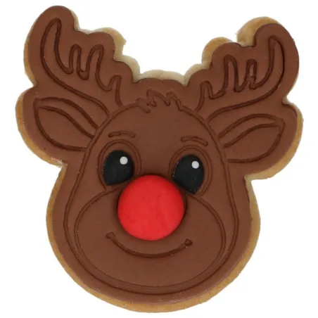 Reindeer Head Cookie Cutter with Embossing – Cookie Cutter and Fondant Cookie Cutter 7.5 cm | miniSchoggi