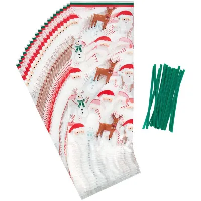 Weihnachtliche Klarsichtbeutel – 20 transparente Geschenkbeutel mit Weihnachtsmotiv | miniSchoggi