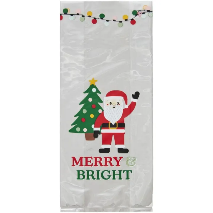 Sachet transparent Père Noël – 20 sachets-cadeaux transparents avec motif de Noël | miniSchoggi