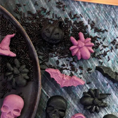 ScrapCooking Halloween Süssigkeiten Silikonform – Spinne, Kürbis, Totenkopf