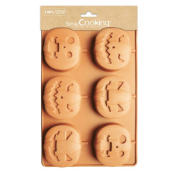 Moule en silicone visages de citrouille Halloween, 6 pièces