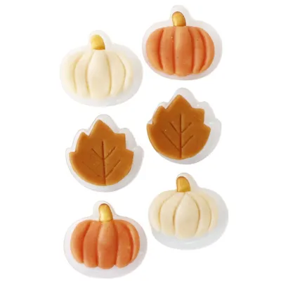Marzipan Herbstdekoration – Kürbisse und Blätter für Torten