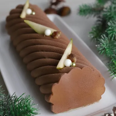 Kit Bûche de Noël Spirale, 25 x 8 x 6,7 cm pour une élégante Bûche de Noël