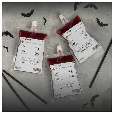 Blutbeutel 5 Stück als gruselige Halloween Trinkbeutel