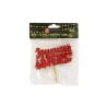 Cake topper red wood, Joyeuses Fêtes, 2 pieces for elegant desserts