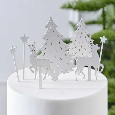 Cake topper Winterzeit 7 pièces - Élégante décoration de gâteau pour Noël