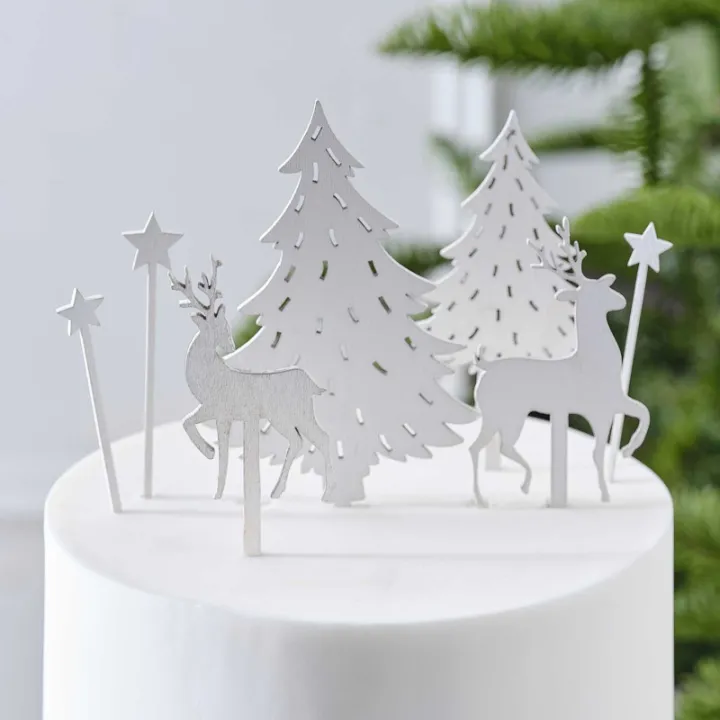 Cake topper Winterzeit 7 Pieces - Elegant Cake Decoration for Christmas