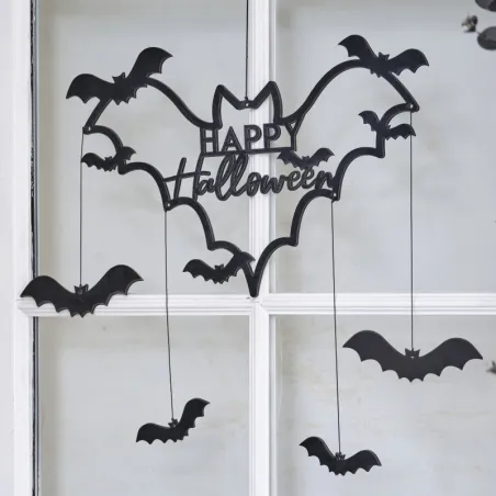 Décoration chauve-souris Happy Halloween pour des portes magnifiquement décorées