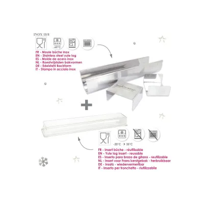 Stainless steel Yule log mould with insert for the perfect Yule log