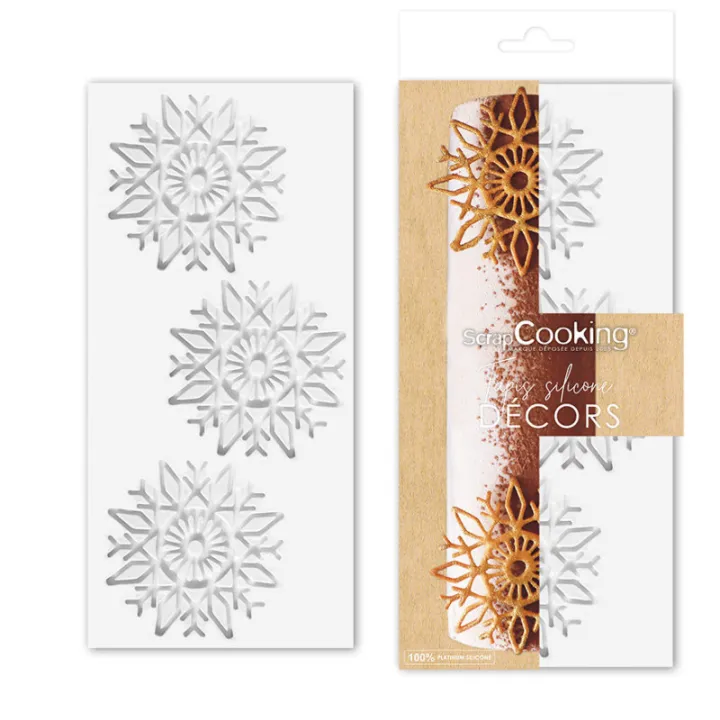 Tapis Bricelet flocons de neige 3 pièces - décoration de gâteau hivernale