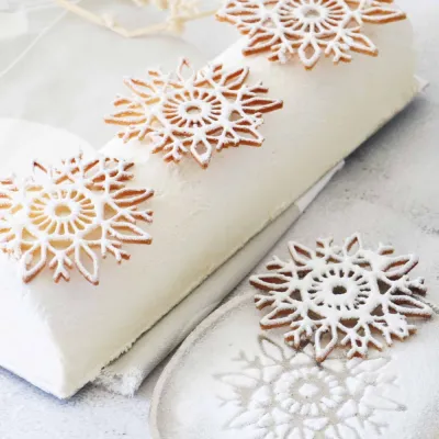 Tapis Bricelet flocons de neige 3 pièces - décoration de gâteau hivernale