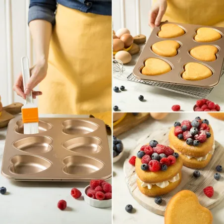 Baking tin Hearts, 6 pieces for perfectly shaped sweet and savoury baked goods