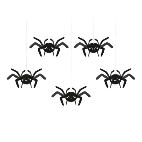 Décoration suspendue araignées 5 pièces - Décoration Halloween