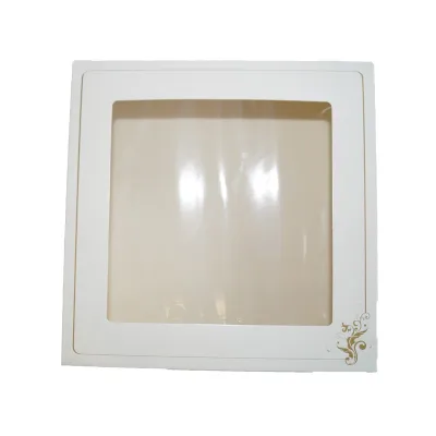 Tortenschachtel mit Fenster Weis und Gold 28 x 28 x 12 cm
