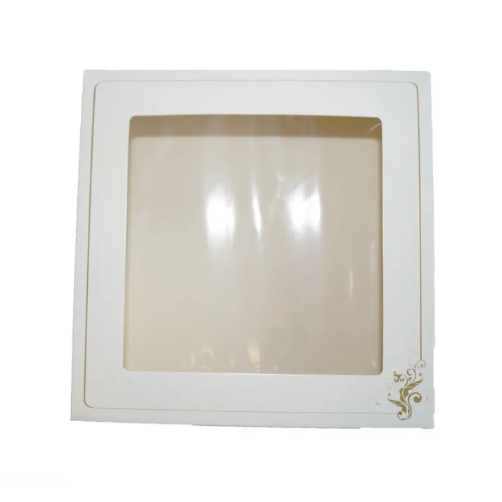 Cake box with window white and gold 28 x 28 x 12 cm