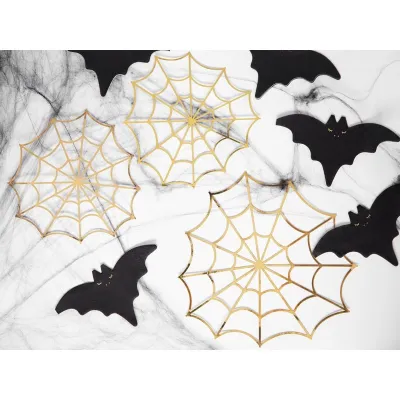 Spider web decoration gold, 3 pieces - Halloween table decoration