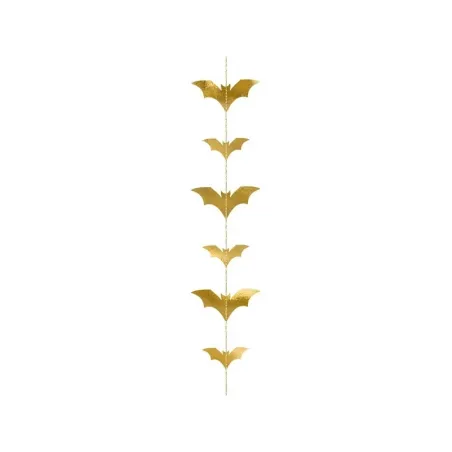 Garland gold with bats 150 x 11 cm for your Halloween party