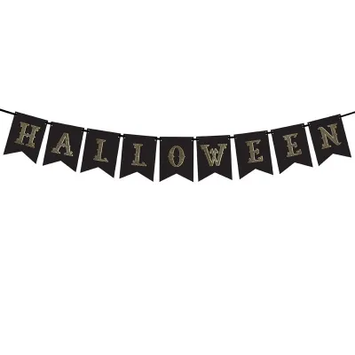Girlande Fähnchen schwarz-gold Halloween für ein edles Halloween
