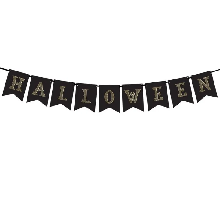 Girlande Fähnchen schwarz-gold Halloween für ein edles Halloween