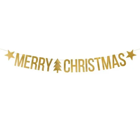 Ghirlanda Merry Christmas Gold 10.5 x 150 cm - Ghirlanda natalizia