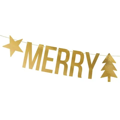 Garland Merry Christmas Gold 10.5 x 150 cm - Christmas garland