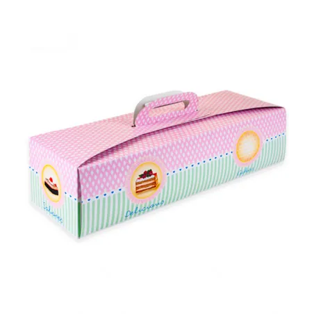 Cake / Yule log packaging 35.5 x 13 x 10 cm for easy transport