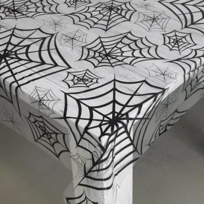 Durchsichtige Tischdecke Spinnennetz, 2.7 x 1.3 m - Halloween-Deko