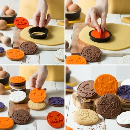 Emporte-pièce Halloween avec outil de gaufrage citrouille et toile d'araignée, 3 pièces