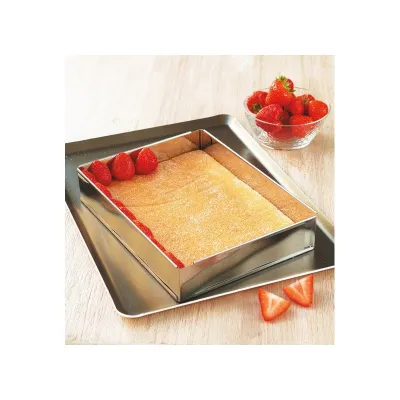 Telaio da cottura in acciaio inox estensibile 46x32 cm per torte e dolci rettangolari