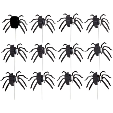 Cupcake topper 3D Spider, 12 pieces - Spooky cake topper