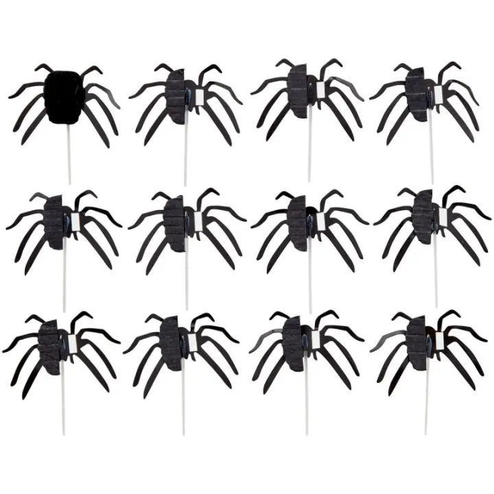 Cupcake topper 3D Spider, 12 pieces - Spooky cake topper