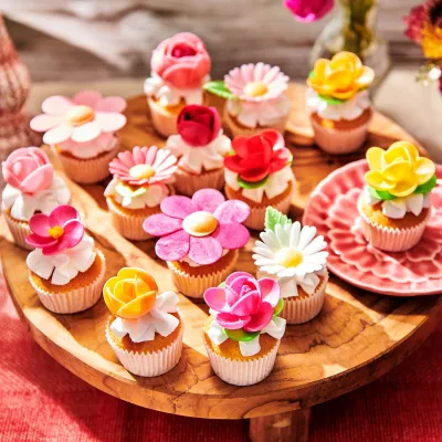 Fleurs en Papier à manger roses 8 pièces - Fleurs pour gâteaux