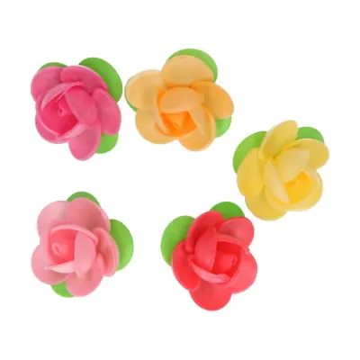 Rosen aus Esspapier 5 Stück - essbare Tortendekoration