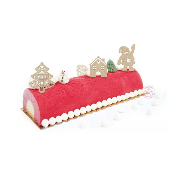 Cake topper wood Christmas, 4 pieces - decoration for cakes and cupcakes