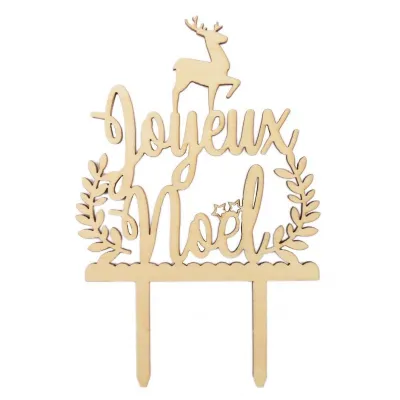 Kuchendekoration Joyeux Noël aus Holz - Cake Topper Weihnachten