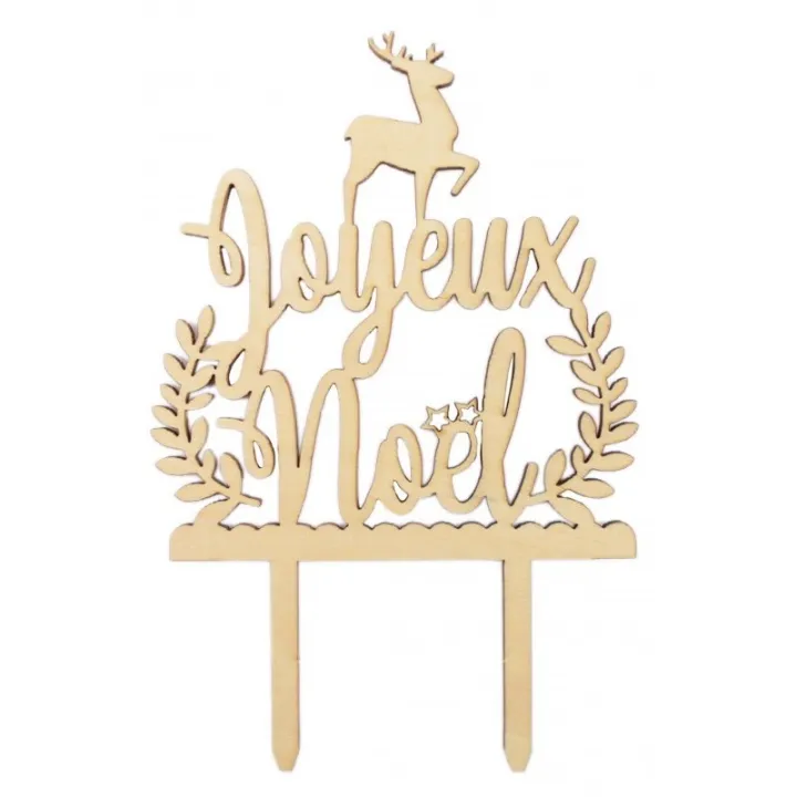 Decorazione per torta Joyeux Noël in legno - Cake topper Natale