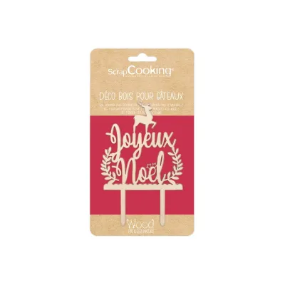 Décoration de gâteau Joyeux Noël en bois - Cake topper Noël